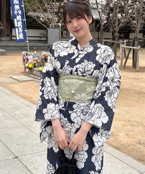 セール】着付けのいらない 浴衣 3点セット 華やか甘デザイン！《2WAY