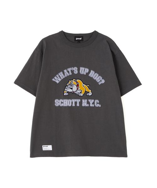Schott(ショット)の「Schott/ショット/WHAT'S UP DOG T-SHIRT/ワッツアップ ドッグ Tシャツ(Tシャツ/カットソー・メンズ・グレー/ホワイト/チャコールグレー・M/L/2XL/XL)」の2枚目の写真