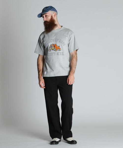 Schott(ショット)の「Schott/ショット/WHAT'S UP DOG T-SHIRT/ワッツアップ ドッグ Tシャツ(Tシャツ/カットソー・メンズ・グレー/ホワイト/チャコールグレー・M/L/2XL/XL)」の4枚目の写真