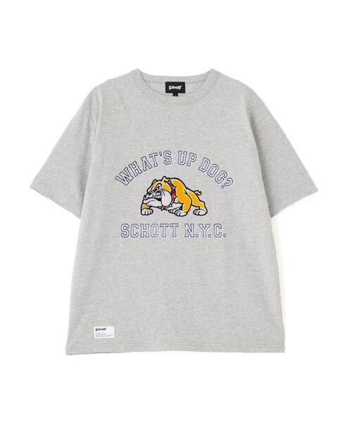 Schott(ショット)の「Schott/ショット/WHAT'S UP DOG T-SHIRT/ワッツアップ ドッグ Tシャツ(Tシャツ/カットソー・メンズ・グレー/ホワイト/チャコールグレー・M/L/2XL/XL)」の5枚目の写真