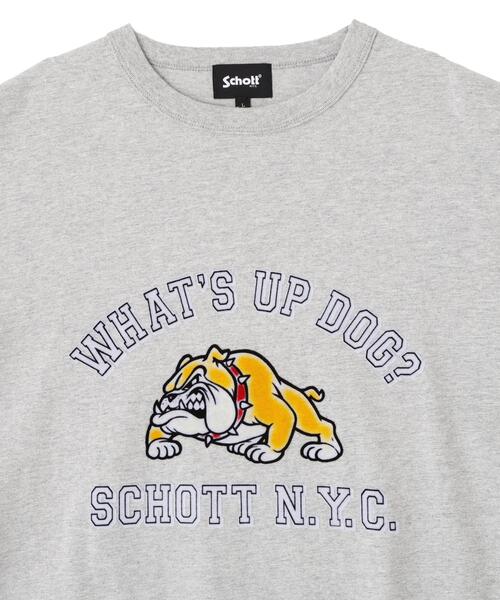 Schott(ショット)の「Schott/ショット/WHAT'S UP DOG T-SHIRT/ワッツアップ ドッグ Tシャツ(Tシャツ/カットソー・メンズ・グレー/ホワイト/チャコールグレー・M/L/2XL/XL)」の8枚目の写真