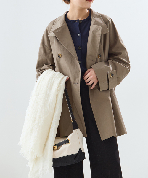 journal standard L'essage（ジャーナルスタンダードレサージュ）の「NALYAスタンドショートコート（トレンチコート・レディース・カーキ/ベージュ/グレー・38/36）」の3枚目の写真