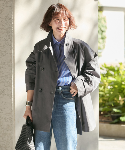 journal standard L'essage（ジャーナルスタンダードレサージュ）の「NALYAスタンドショートコート（トレンチコート・レディース・カーキ/ベージュ/グレー・38/36）」の4枚目の写真