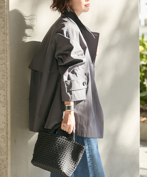 journal standard L'essage（ジャーナルスタンダードレサージュ）の「NALYAスタンドショートコート（トレンチコート・レディース・カーキ/ベージュ/グレー・38/36）」の6枚目の写真