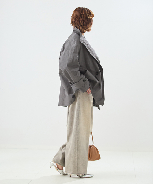 journal standard L'essage（ジャーナルスタンダードレサージュ）の「NALYAスタンドショートコート（トレンチコート・レディース・カーキ/ベージュ/グレー・38/36）」の8枚目の写真