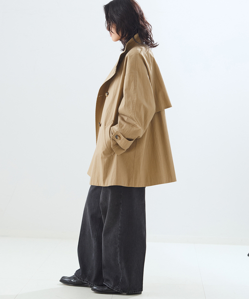 journal standard L'essage(ジャーナルスタンダードレサージュ)の「NALYAスタンドショートコート(トレンチコート・レディース・カーキ/ベージュ/グレー・38/36)」の4枚目の写真