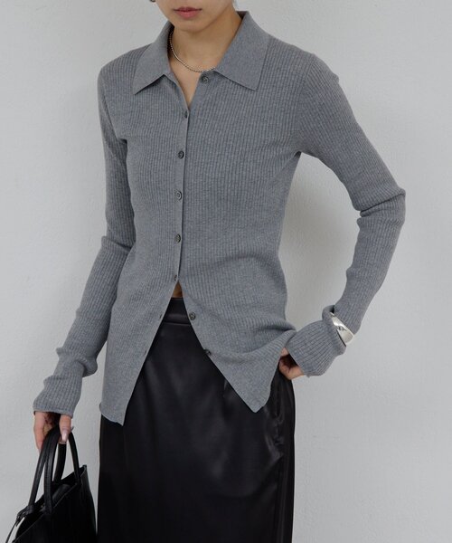 GALLARDAGALANTE（ガリャルダガランテ）の「ポロリブニット（ニット/セーター・レディース・ミント/グレー・FREE）」の2枚目の写真