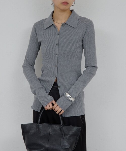 GALLARDAGALANTE（ガリャルダガランテ）の「ポロリブニット（ニット/セーター・レディース・ミント/グレー・FREE）」の3枚目の写真