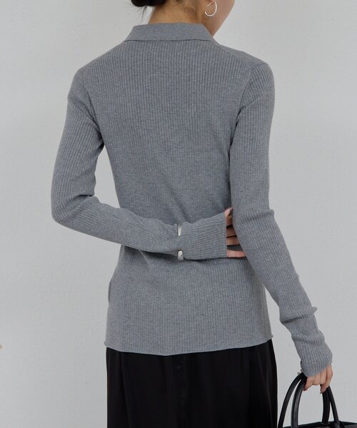 GALLARDAGALANTE（ガリャルダガランテ）の「ポロリブニット（ニット/セーター・レディース・ミント/グレー・FREE）」の5枚目の写真