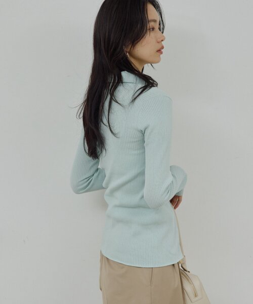 GALLARDAGALANTE（ガリャルダガランテ）の「ポロリブニット（ニット/セーター・レディース・ミント/グレー・FREE）」の17枚目の写真