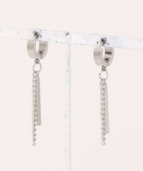 B.I.D.（ビーアイディー）の「《Bz》シルバードロップチェーンピアス/ユニセックス/両耳用(T3)（ピアス（両耳用）・レディース・シルバー・FREE）」の2枚目の写真