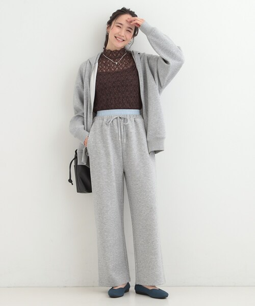 SHOO・LA・RUE（シューラルー）の「【セットアップ可/S-LL/なめらかタッチ】ダブルウエスト レイヤードパンツ（その他パンツ・レディース・ブラック/グレー・01/02/03/04）」の9枚目の写真