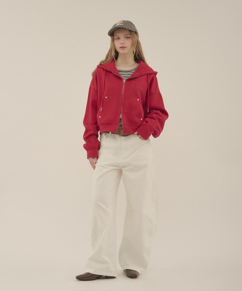 hazyl（ヘイジル）の「rivet double zip hoodie / リベットダブルジップフーディー（カーディガン/ボレロ・レディース・グレー/ワインレッド・フリー）」の22枚目の写真