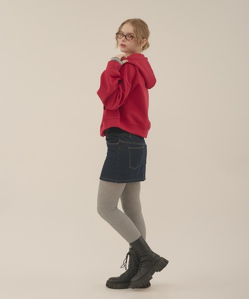 hazyl（ヘイジル）の「rivet double zip hoodie / リベットダブルジップフーディー（カーディガン/ボレロ・レディース・グレー/ワインレッド・フリー）」の5枚目の写真