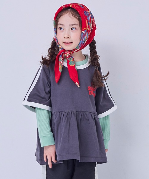 MARKEY'S（マーキーズ）の「【COTTON from U.S.A】Ａラインチュニック（チュニック・キッズ・オフホワイト/ブルー/杢グレー/チャコール・110/120/130/140/150/90/100）」の3枚目の写真