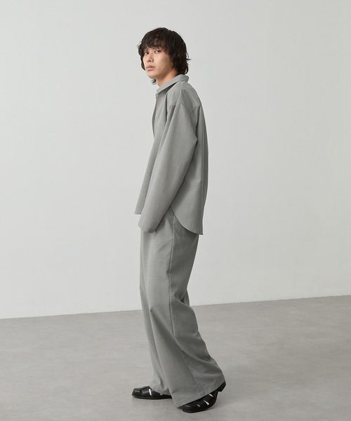 CALLNE（カルネ）の「【CALLNE】 High-twist Linen-like Skipper Shirt / 強撚リネンライクスキッパーシャツ（吸水速乾、UVカット、イージーケア）（シャツ/ブラウス・メンズ・ライトグレー/チャコールグレー・M/L）」の10枚目の写真