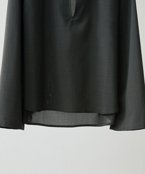 CALLNE（カルネ）の「【CALLNE】 High-twist Linen-like Skipper Shirt / 強撚リネンライクスキッパーシャツ（吸水速乾、UVカット、イージーケア）（シャツ/ブラウス・メンズ・ライトグレー/チャコールグレー・M/L）」の21枚目の写真