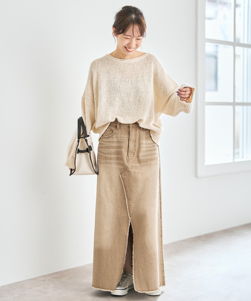 Spick & Span（スピックアンドスパン）の「5 1/2 TRAPEZE LINE SKIRT（デニムスカート・レディース・ベージュ/アイボリー・27/28）」の4枚目の写真