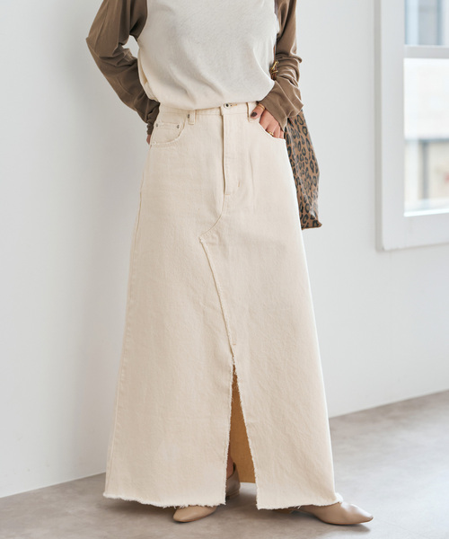 Spick & Span（スピックアンドスパン）の「5 1/2 TRAPEZE LINE SKIRT（デニムスカート・レディース・ベージュ/アイボリー・27/28）」の5枚目の写真