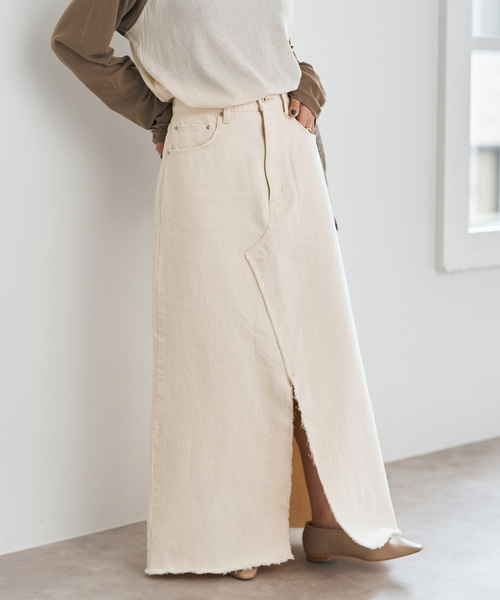 Spick & Span（スピックアンドスパン）の「5 1/2 TRAPEZE LINE SKIRT（デニムスカート・レディース・ベージュ/アイボリー・27/28）」の6枚目の写真