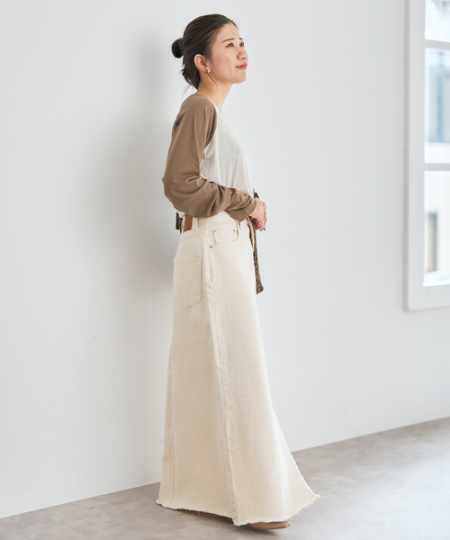 Spick & Span（スピックアンドスパン）の「5 1/2 TRAPEZE LINE SKIRT（デニムスカート・レディース・ベージュ/アイボリー・27/28）」の9枚目の写真