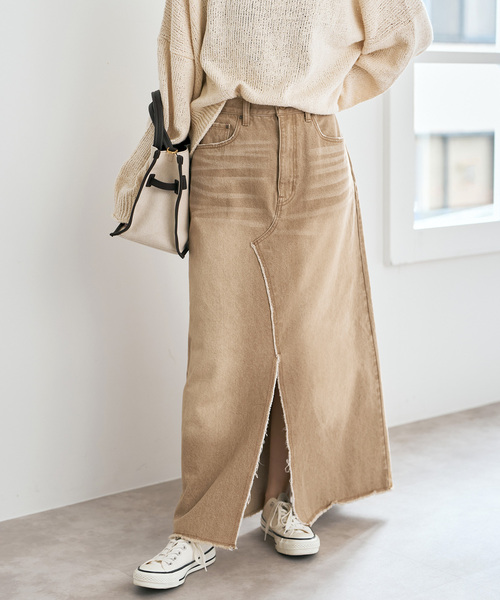 Spick & Span（スピックアンドスパン）の「5 1/2 TRAPEZE LINE SKIRT（デニムスカート・レディース・ベージュ/アイボリー・27/28）」の11枚目の写真