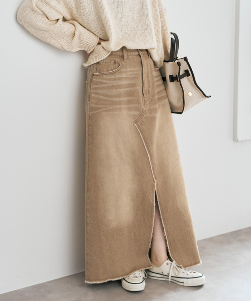 Spick & Span（スピックアンドスパン）の「5 1/2 TRAPEZE LINE SKIRT（デニムスカート・レディース・ベージュ/アイボリー・27/28）」の12枚目の写真