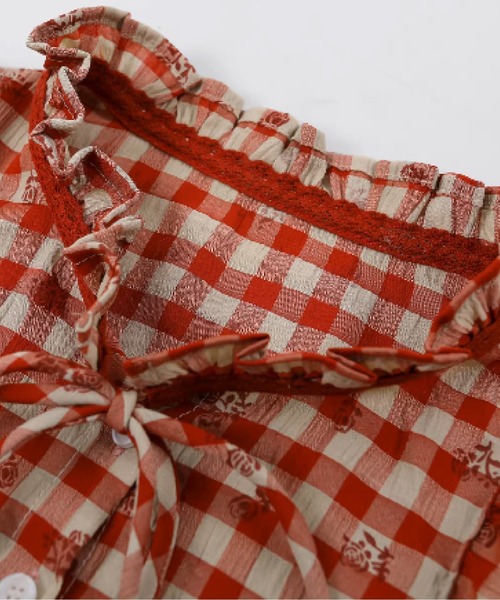 Sweet Ruffle Vichy Check Set Up（セットアップ）｜LA POMME petit