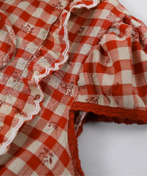 Sweet Ruffle Vichy Check Set Up（セットアップ）｜LA POMME petit