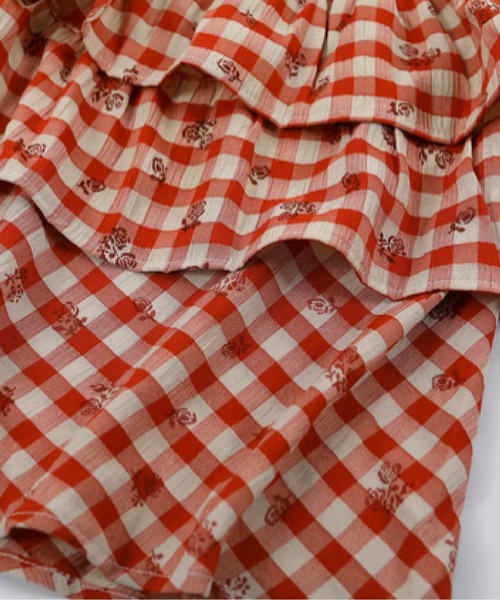 Sweet Ruffle Vichy Check Set Up（セットアップ）｜LA POMME petit