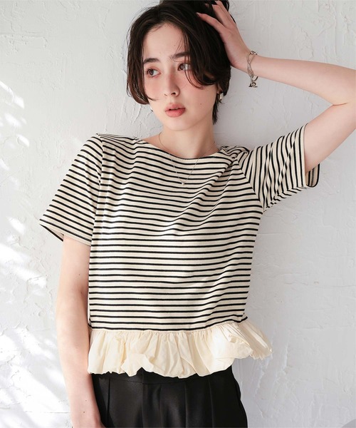 titivate(ティティベイト)の「チビバルーン半袖トップス(Tシャツ/カットソー・レディース・オフホワイト/ブラック/ホワイト系その他/ホワイト系その他2/グレー系その他/ドット・L/M)」の1枚目の写真