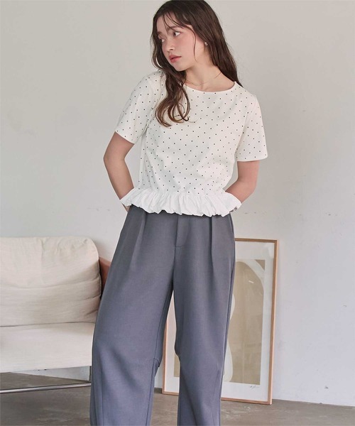 titivate(ティティベイト)の「チビバルーン半袖トップス(Tシャツ/カットソー・レディース・オフホワイト/ブラック/ホワイト系その他/ホワイト系その他2/グレー系その他/ドット・L/M)」の12枚目の写真