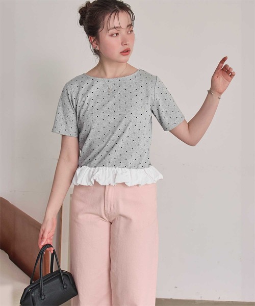 titivate(ティティベイト)の「チビバルーン半袖トップス(Tシャツ/カットソー・レディース・オフホワイト/ブラック/ホワイト系その他/ホワイト系その他2/グレー系その他/ドット・L/M)」の15枚目の写真