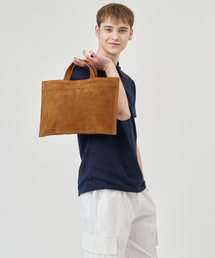 天然牛革スクエアトートバッグキャメル
