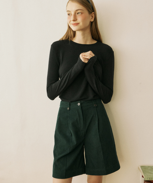 コーデュロイバミューダパンツ - グリーン BLACKUP（ブラックアップ