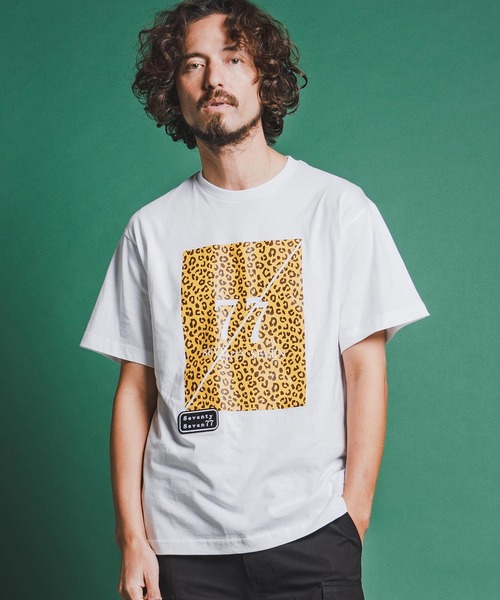 seventy seven(セブンティセブン)の「mt10173-middle onz S-S fine t-shirt (77leopard) Tシャツ(7726S180)(Tシャツ/カットソー・メンズ・ホワイト×イエロー/ブラック/ホワイト×ゴールド・XL/L/M/S)」の6枚目の写真