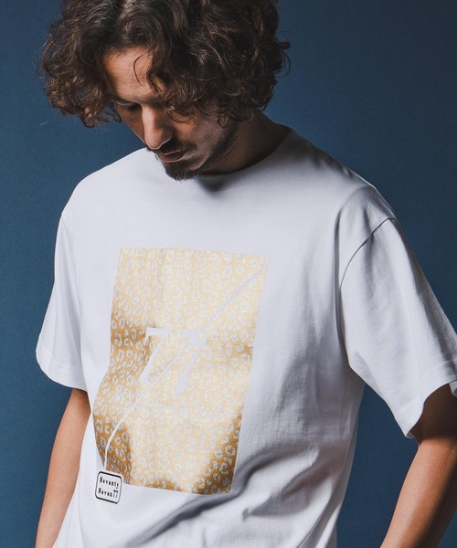 seventy seven(セブンティセブン)の「mt10173-middle onz S-S fine t-shirt (77leopard) Tシャツ(7726S180)(Tシャツ/カットソー・メンズ・ホワイト×イエロー/ブラック/ホワイト×ゴールド・XL/L/M/S)」の10枚目の写真