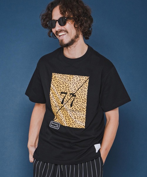 seventy seven(セブンティセブン)の「mt10173-middle onz S-S fine t-shirt (77leopard) Tシャツ(7726S180)(Tシャツ/カットソー・メンズ・ホワイト×イエロー/ブラック/ホワイト×ゴールド・XL/L/M/S)」の16枚目の写真