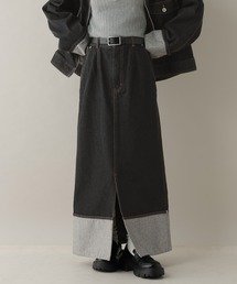 RAGEBLUE | ステッチデザイン/フロントスリットデニムスカート/セットアップ対応(デニムスカート)