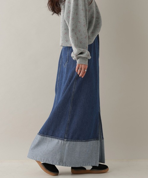 RAGEBLUE（レイジブルー）の「ステッチデザイン/フロントスリットデニムスカート/セットアップ対応（デニムスカート・レディース・ブルー/ブラック・FREE）」の12枚目の写真