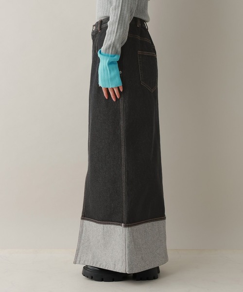 RAGEBLUE（レイジブルー）の「ステッチデザイン/フロントスリットデニムスカート/セットアップ対応（デニムスカート・レディース・ブルー/ブラック・FREE）」の13枚目の写真