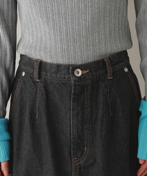 RAGEBLUE（レイジブルー）の「ステッチデザイン/フロントスリットデニムスカート/セットアップ対応（デニムスカート・レディース・ブルー/ブラック・FREE）」の15枚目の写真