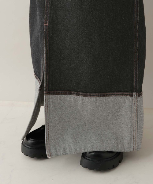 RAGEBLUE（レイジブルー）の「ステッチデザイン/フロントスリットデニムスカート/セットアップ対応（デニムスカート・レディース・ブルー/ブラック・FREE）」の17枚目の写真