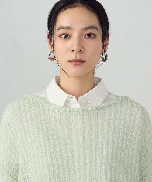 COMME CA ISM(コムサイズム)の「モヘアライク ドロストニット(ニット/セーター・レディース・アイボリー/グリーン・FREE)」の7枚目の写真