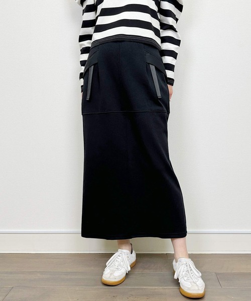 LUGIVA(ルギヴァ)の「【セットアップ可能】ポンチバックファスナースカート(スカート・レディース・ブラック/オフホワイト・M)」の2枚目の写真