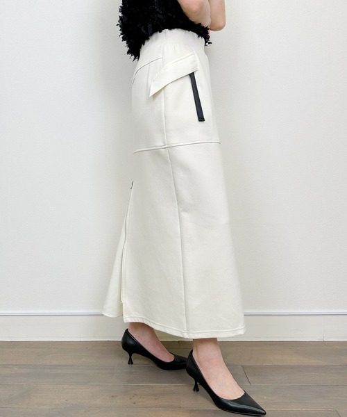 LUGIVA(ルギヴァ)の「【セットアップ可能】ポンチバックファスナースカート(スカート・レディース・ブラック/オフホワイト・M)」の3枚目の写真