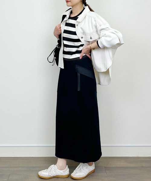 LUGIVA(ルギヴァ)の「【セットアップ可能】ポンチバックファスナースカート(スカート・レディース・ブラック/オフホワイト・M)」の13枚目の写真