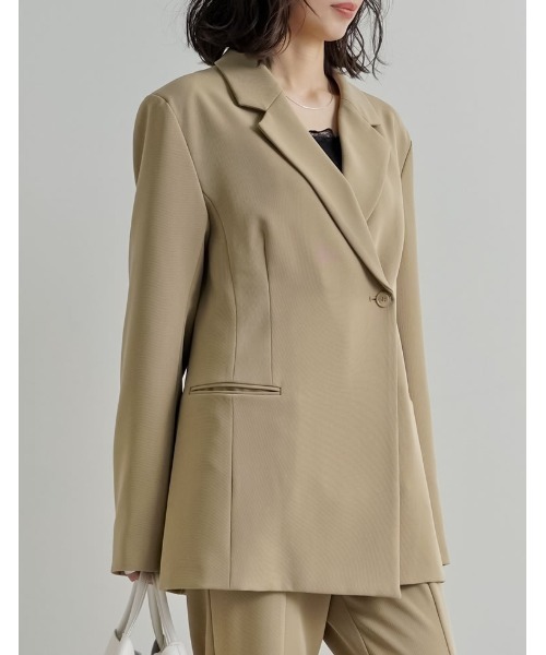 Re:EDIT（リエディ）の「[2026S/S COLLECTION]ツイルラップデザインジャケット（テーラードジャケット・レディース・モカ/ベージュ/ブラック・MEDIUM/LARGE）」の9枚目の写真