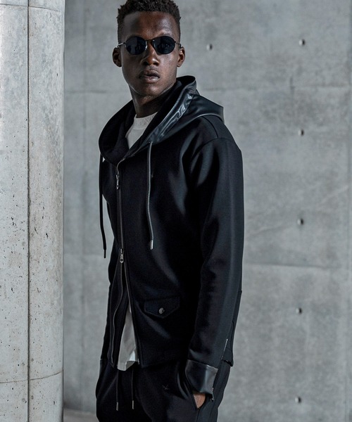 1PIU1UGUALE3  RELAX （ウノピゥウノウグァーレトレ リラックス）の「1PIU1UGUALE3 RELAX(ウノピゥウノウグァーレトレ リラックス)バイカーテックフーディー（パーカー・メンズ・ブラック・S/M/L/XL/XXL）」の11枚目の写真