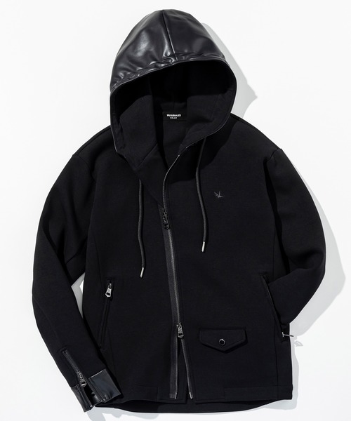 1PIU1UGUALE3  RELAX （ウノピゥウノウグァーレトレ リラックス）の「1PIU1UGUALE3 RELAX(ウノピゥウノウグァーレトレ リラックス)バイカーテックフーディー（パーカー・メンズ・ブラック・S/M/L/XL/XXL）」の14枚目の写真